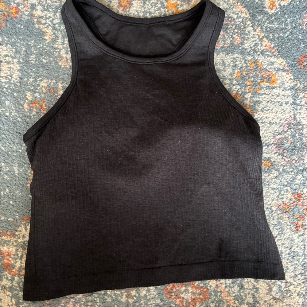 lululemon athletica Black Ribbed Cropped Tank
